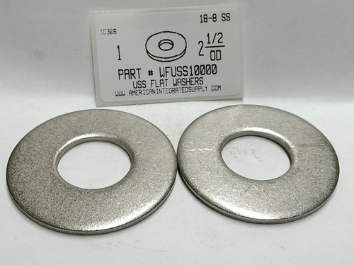 1" USS FLAT WASHER 18-8 STAINLESS STEEL 1.062"IDX2.50"ODX.192"-.136"TH