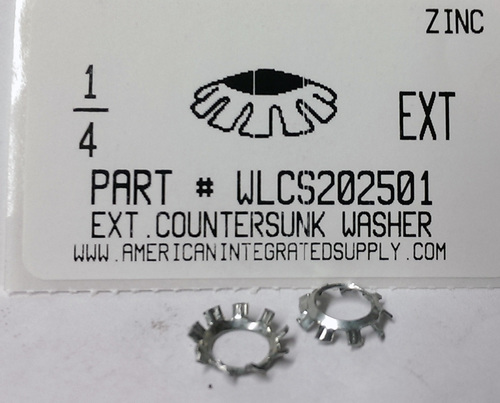 1/4 EXTERNAL TOOTH COUNTERSUNK LOCKWASHER STEEL ZINC PLATED