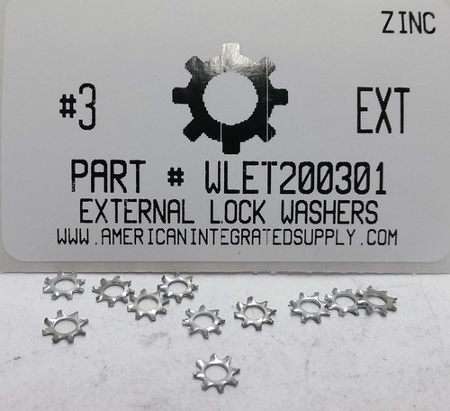 #3 EXTERNAL TOOTH LOCKWASHER STEEL ZINC PLATED