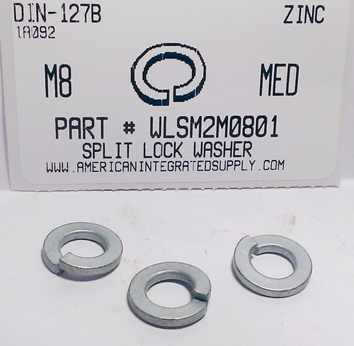 M8 SPLIT LOCK WASHER STEEL ZINC D127B