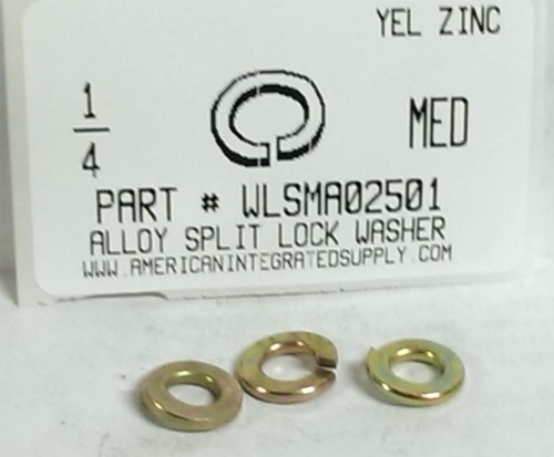 1/4 ALLOY SPLIT LOCK WASHER STEEL YELLOW ZINC PLATED