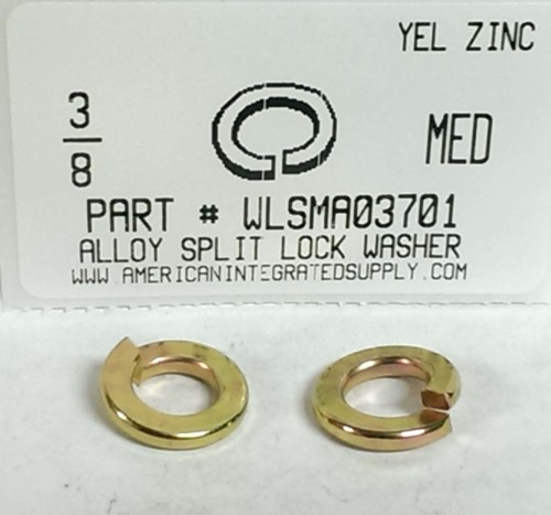 3/8 ALLOY SPLIT LOCK WASHER STEEL YELLOW ZINC PLATED