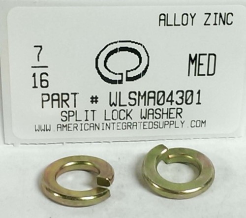 7/16 ALLOY SPLITLOCK WASHER STEEL YELLOW ZINC PLATED