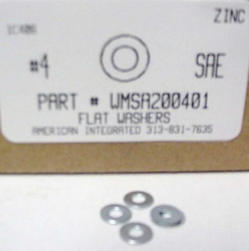 #4 FLAT MACHINE SCREW WASHER STEEL ZINC .130"-.120" ID X .285"-.275" OD  X .030"-.022" TH