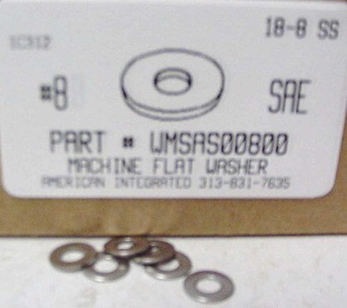 #8 FLAT WASHER .187"IDX.375"OD 18-8 STAINLESS STEEL