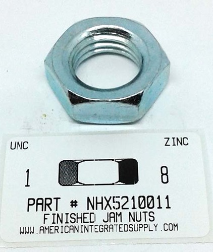 1"-8 FINISHED HEX JAM NUT STEEL ZINC PLATED