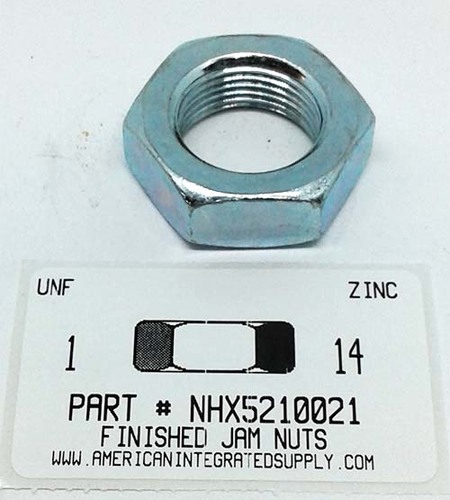 1"-14 FINISHED HEX JAM NUT STEEL ZINC PLATED