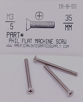 M3-.50X35MM FLAT HEAD PHILLIPS MACHINE SCREW A2 STAINLESS STEEL D965